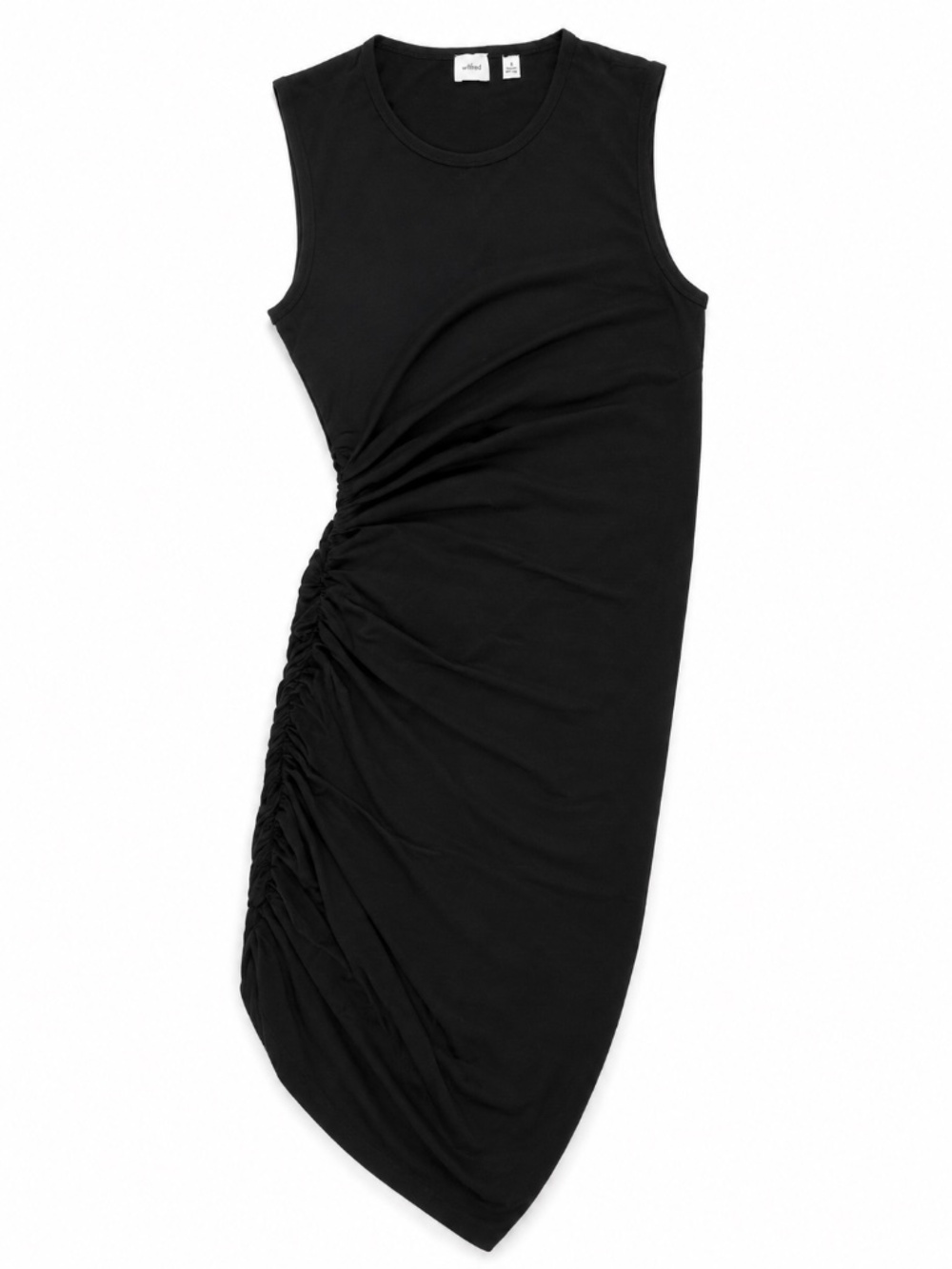 Aritzia Wilfred Eavesdrop Black Ruched Midi Dress S